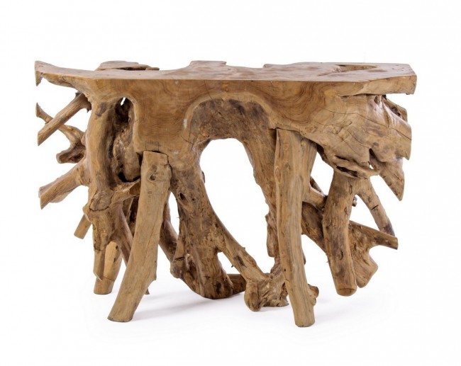 Consolle in legno di radice di Teak