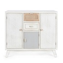 Credenza tre ante due cassetti in legno Bianco CLOTILDE 87x36x h80 cm