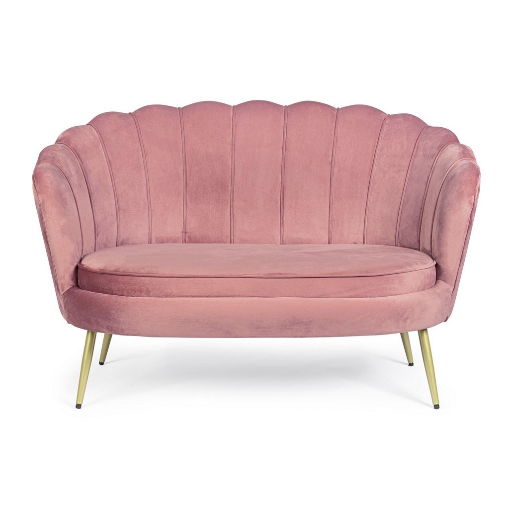 Divano 2 posti effetto velluto Giliola rosa antico