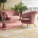 Divano 2 posti effetto velluto Giliola rosa antico