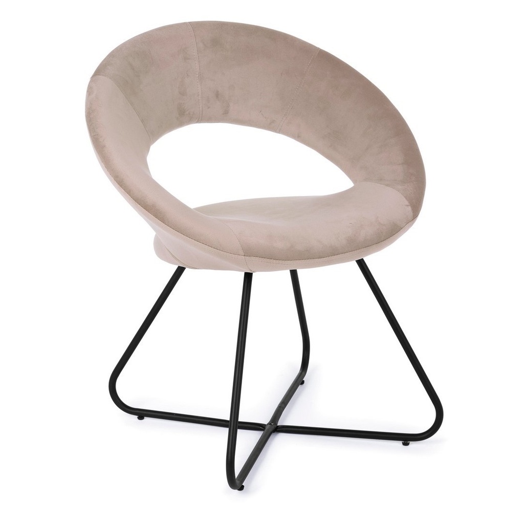 Poltrona Vanity in velluto tortora, gambe nero, misure: 58x69x81 cm