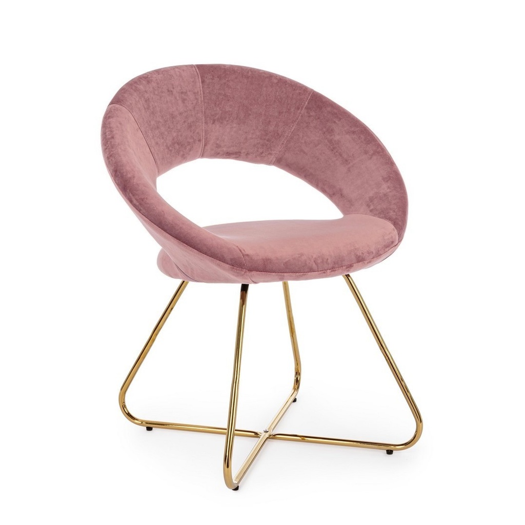 Poltrona Vanity Oro in Velluto Rosa - Dimensioni: 58x69x81 cm