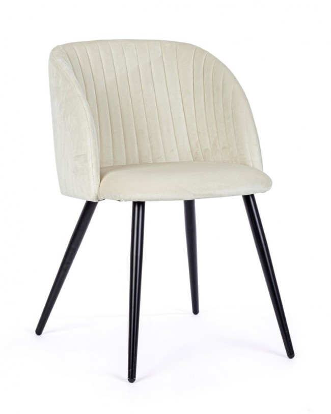 2x Sedia Queen Velvet Bianco