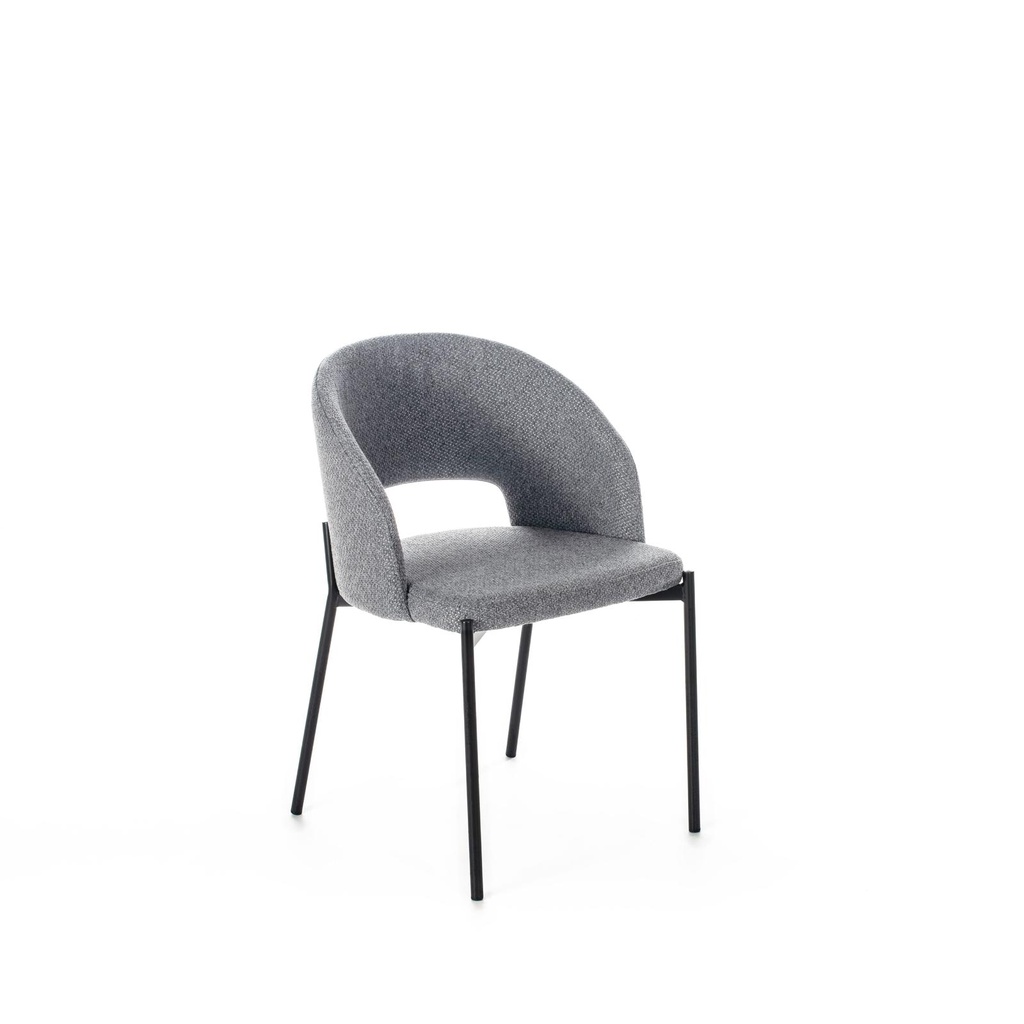 Sedia elegante in tessuto grigio chiaro, 52cm x 55.5cm x 78.5cm, con struttura in metallo antracite