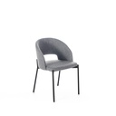 Sedia elegante in tessuto grigio chiaro, 52cm x 55.5cm x 78.5cm, con struttura in metallo antracite