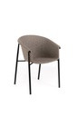 Sedia elegante in tessuto tortora con gambe in metallo nero, 58cm x 56cm x 79cm
