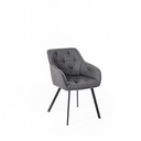 Sedia elegante in tessuto grigio chiaro con gambe in metallo nero, 60x55x79 cm