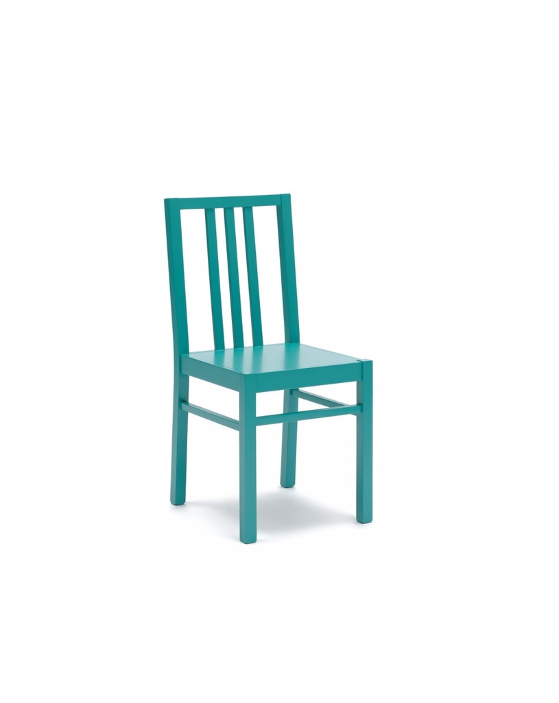 Set di 4 sedie in legno laccato turchese, 39.5cm x 39.5cm x 86.5cm