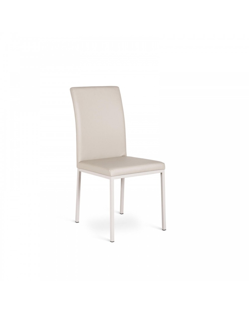 Set di 4 sedie in similpelle bianca, 42x43x91cm, con struttura in metallo