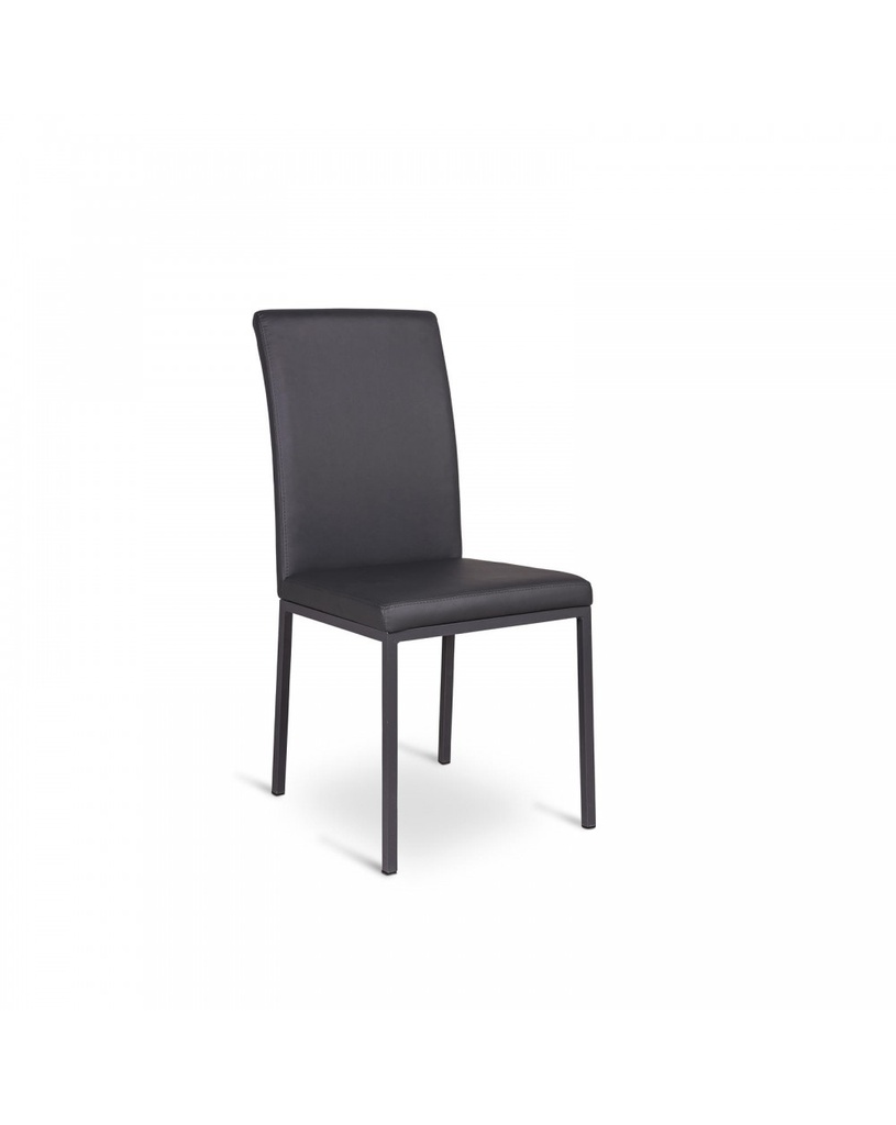 Set di 4 sedie in similpelle grigia scura, struttura in metallo, 42x43x91 cm
