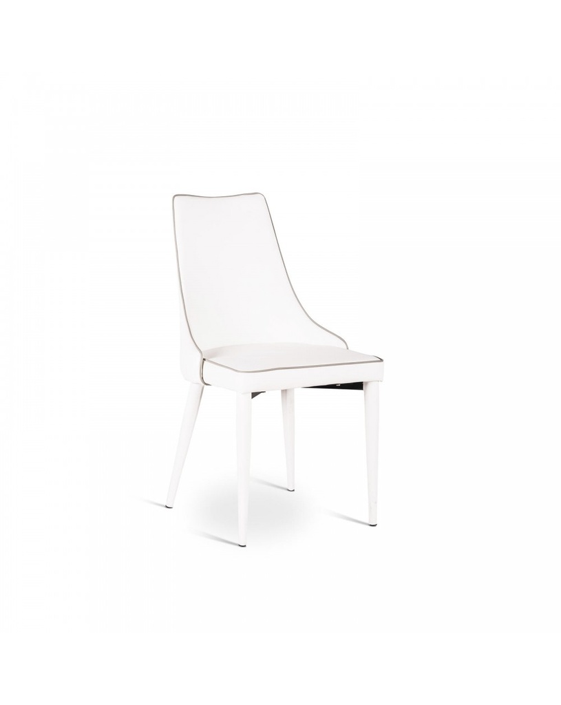 Set di 4 sedie in similpelle grigia, struttura in metallo, 46cm x 46cm x 91cm