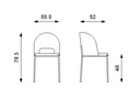 Set di 4 sedie in tessuto grigio con gambe antracite, 52x55x78,5 cm