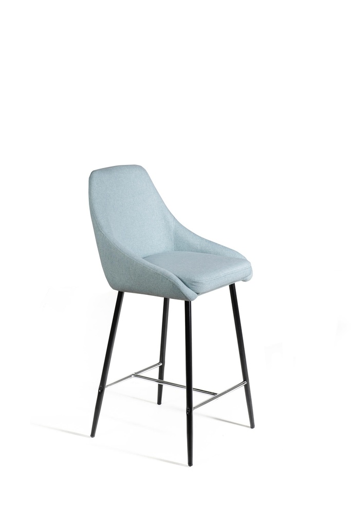 Set dai 2 Sgabelli elegante in tessuto di alta qualità, 46cm x 49cm x 97cm, con gambe in metallo robusto e seduta acquamarina
