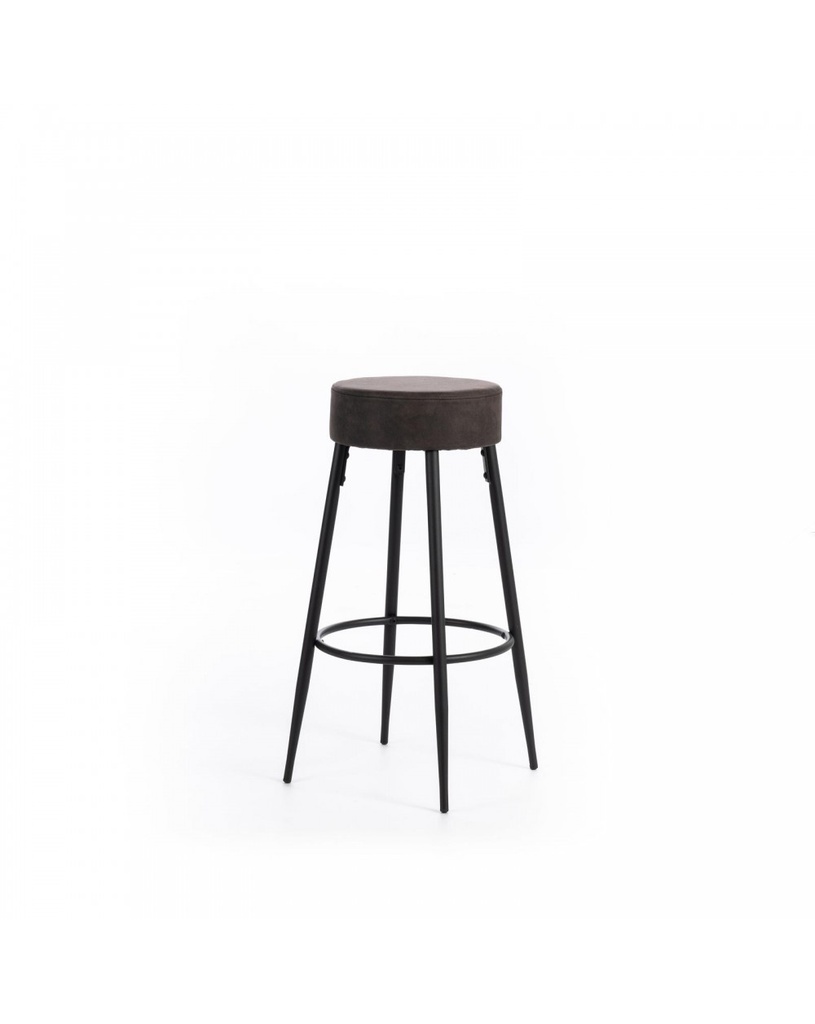 Set di 2 Sgabelli in Microfibra Grigia con Struttura in Metallo Nero, 51x51x77cm