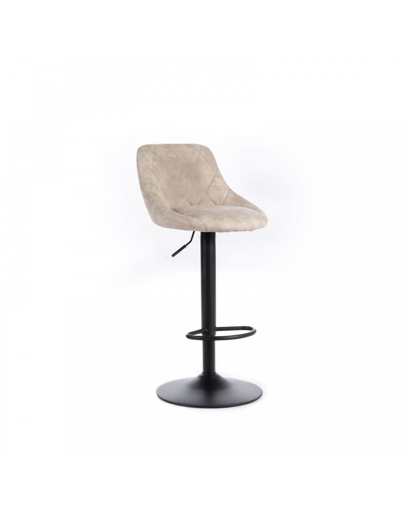 Set di 2 sgabelli in microfibra beige con struttura in metallo nero, dimensioni 45x50x84/100cm