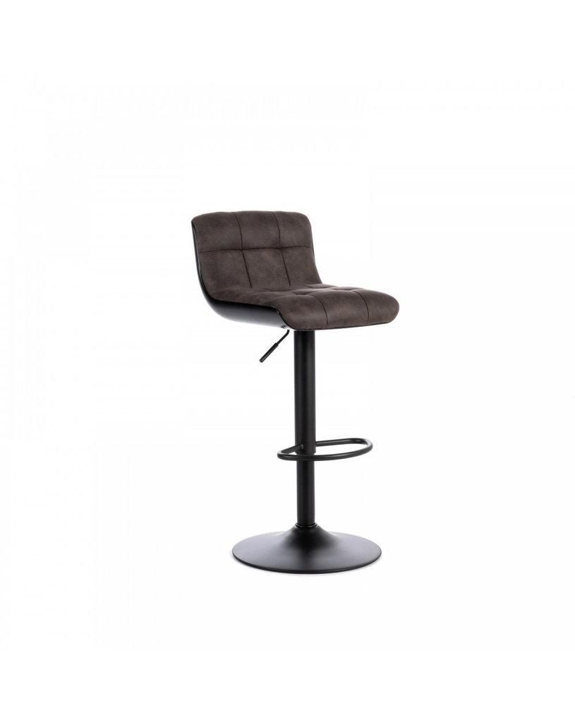 Set di 2 Sgabelli in Microfibra Grigio Scuro con Struttura in Metallo Nero, 39x49x83/99cm
