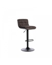 Set di 2 Sgabelli in Microfibra Grigio Scuro con Struttura in Metallo Nero, 39x49x83/99cm