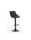 Set di 2 sgabelli in microfibra grigia scura con struttura in metallo nero, dimensioni 45x50x84/100cm