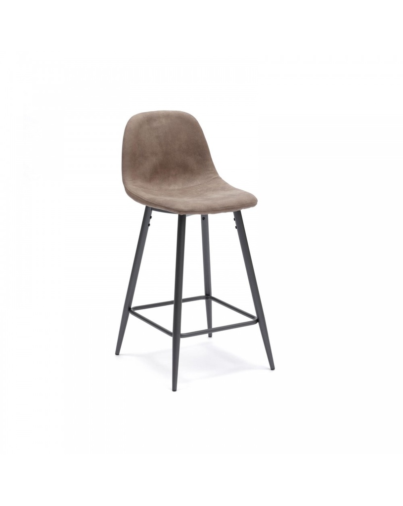 Set di 2 Sgabelli in Similpelle Tortora con Struttura in Metallo Antracite Vintage, 42x52x93cm