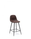 Set di 2 sgabelli in similpelle moka vintage con struttura in metallo antracite, dimensioni 42x52x93cm