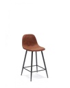 Set di 2 sgabelli in similpelle marrone con struttura in metallo antracite, dimensioni 42x52x93cm