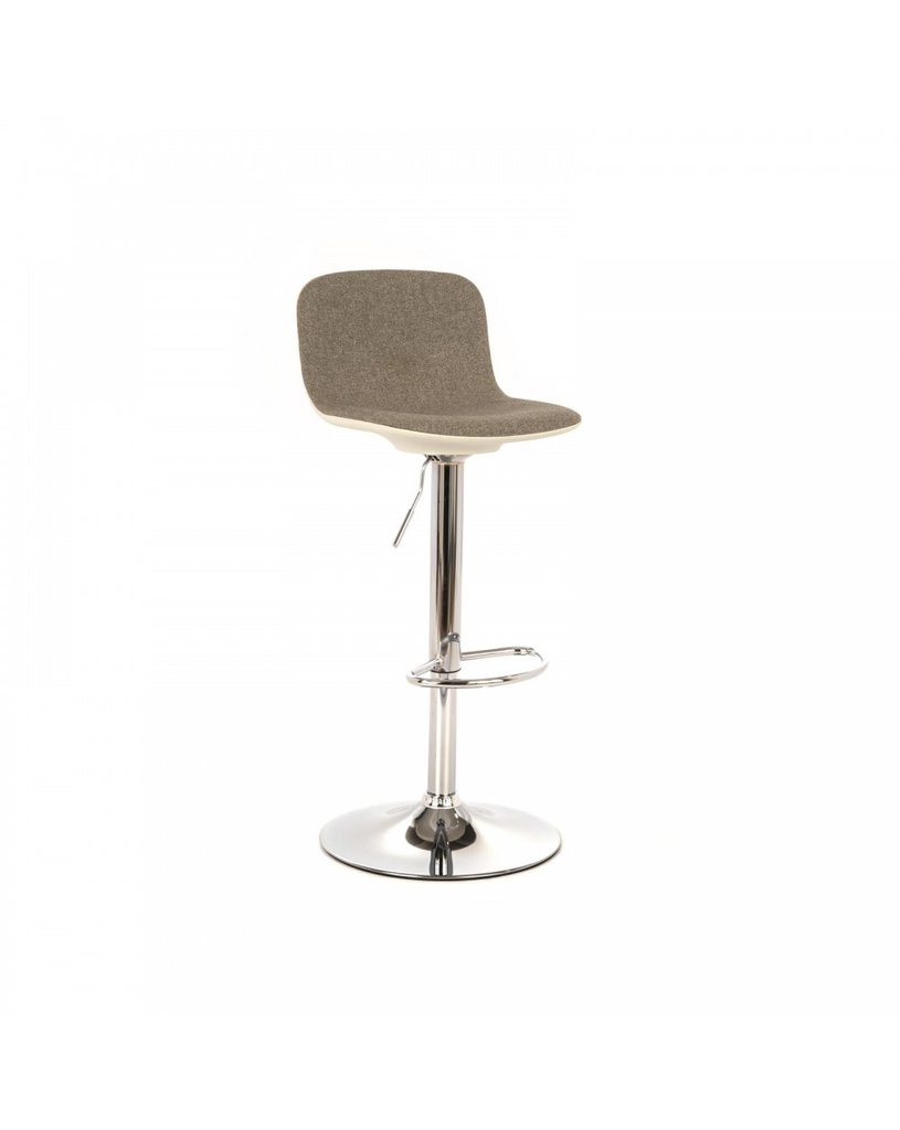 Set di 2 sgabelli in tessuto grigio chiaro, bianco e grigio cromo, dimensioni 38.5cm x 36cm x 88-102cm