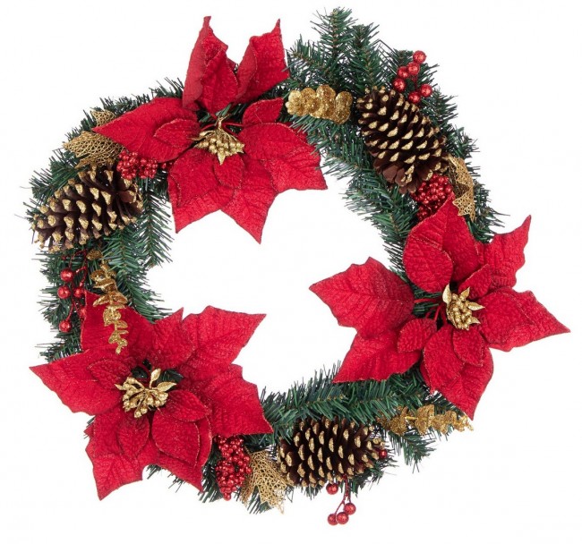 4x Corona Josie Poinsettia Rosso D55