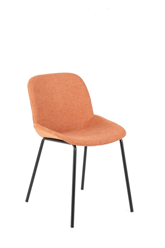 Sedia elegante e confortevole in tessuto, con struttura in polipropilene e gambe in metallo, 57cm x 46cm x 80cm