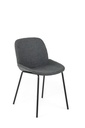Set di 4 sedie in tessuto grigio scuro con gambe in metallo nero, 57cm x 46cm x 80cm
