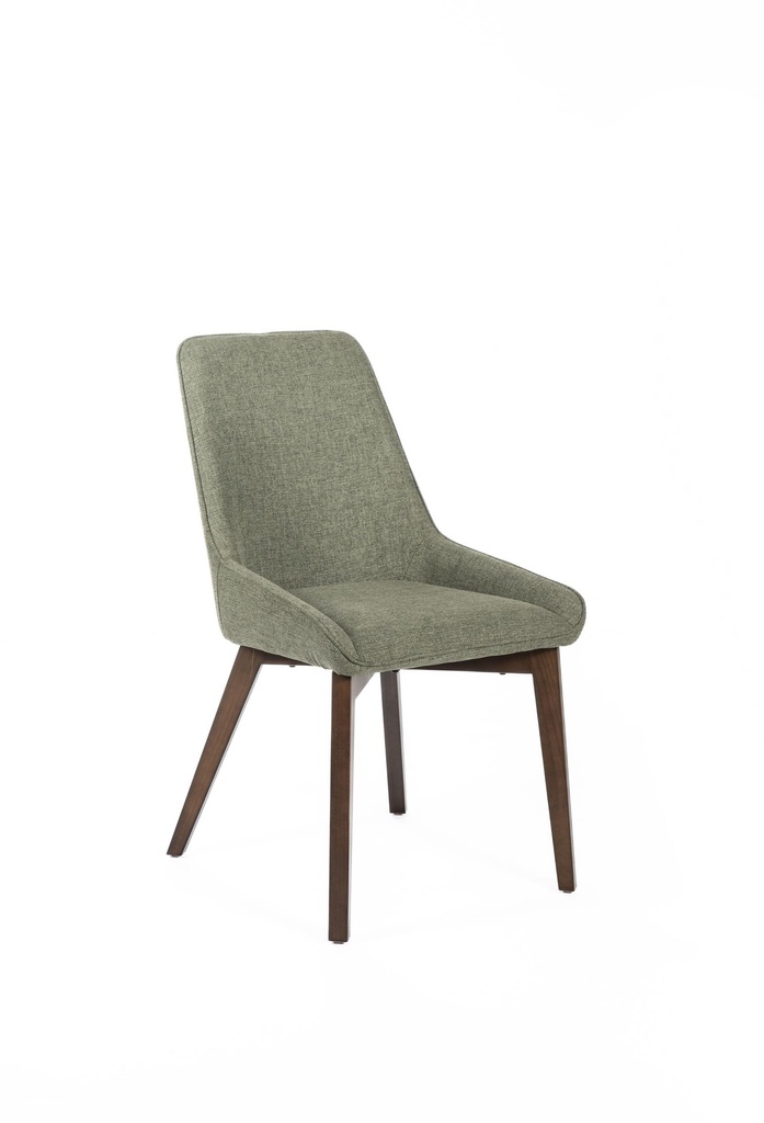 Sedia elegante in tessuto verde, dimensioni 62cm x 49.5cm x 87cm