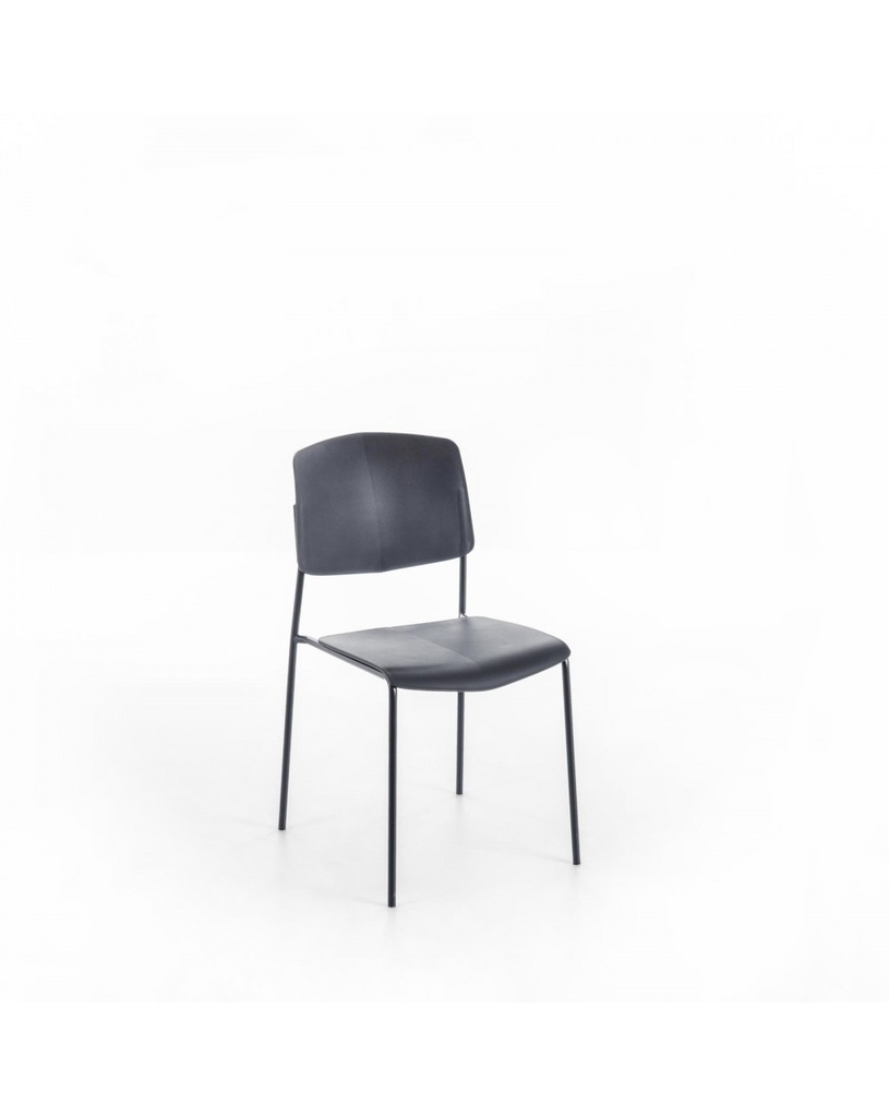 Set di 4 sedie in polipropilene grigio scuro con struttura in metallo, 52cm x 52cm x 79cm