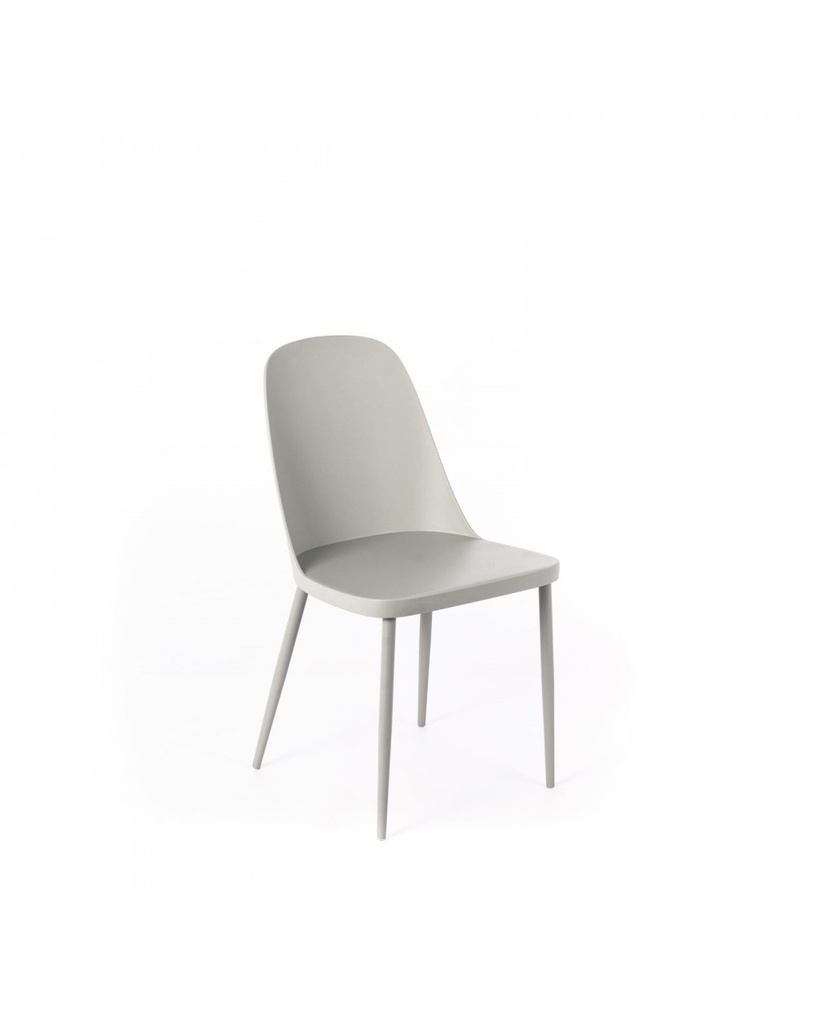 Set di 4 sedie in polipropilene grigio chiaro con struttura in metallo, 46x55x80cm