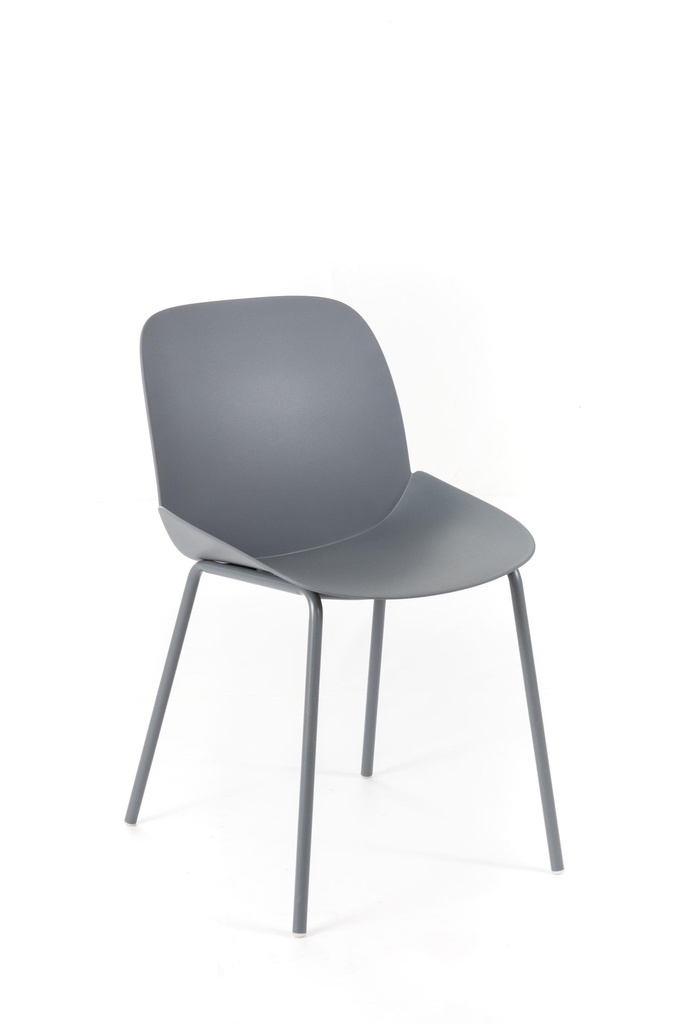Set di 4 sedie eleganti in polipropilene, 55cm x 46cm x 79cm, colore grigio scuro