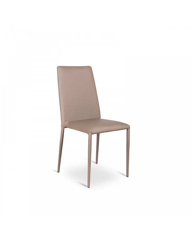 Set di 4 sedie in similpelle e metallo tortora, dimensioni 40x42x96cm