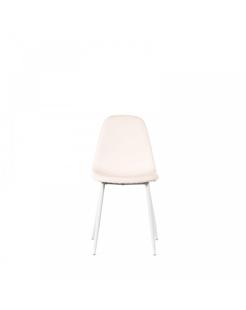 Set di 4 sedie in similpelle bianca con struttura in metallo, dimensioni 43x38x86.5cm