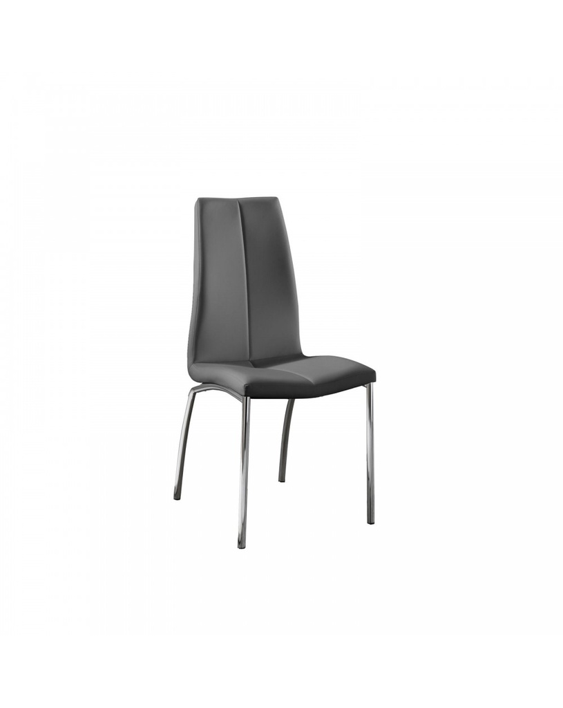 Set di 4 sedie in similpelle grigio scuro con struttura in metallo, 43x44x92cm