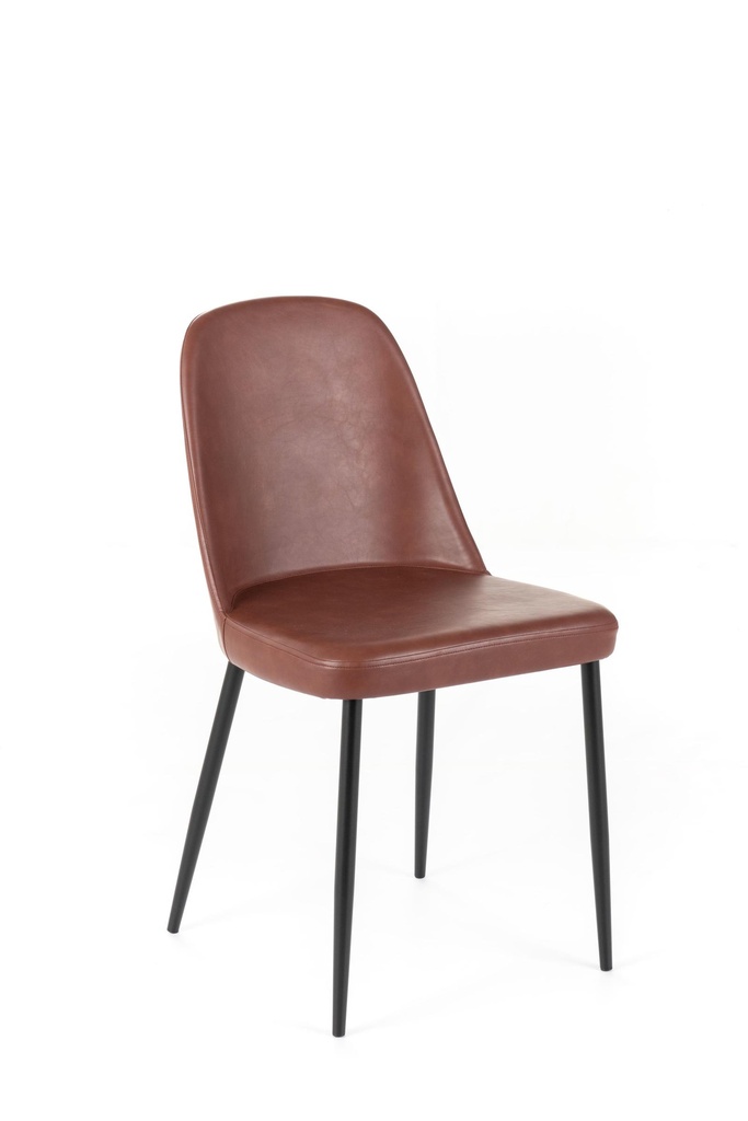 Set di 4 sedie soft-touch, eleganti e confortevoli, 52cm x 45cm x 85cm, colore bordeaux con gambe in metallo