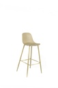 Set di 2 Sgabelli in Polipropilene, dimensioni 47.5cm x 47cm x 91.5cm, con gambe in metallo giallo