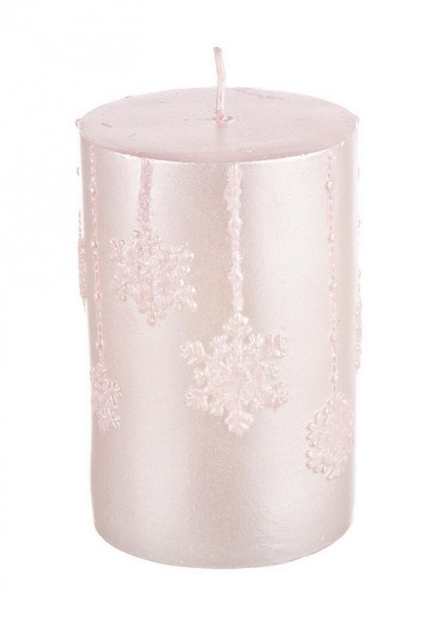 6x Candela Pearl Cilindro Rosa H10.5