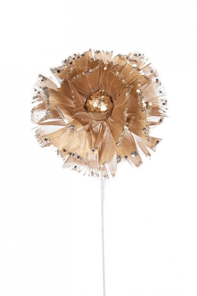6x Pick Piume Fiore Champagne