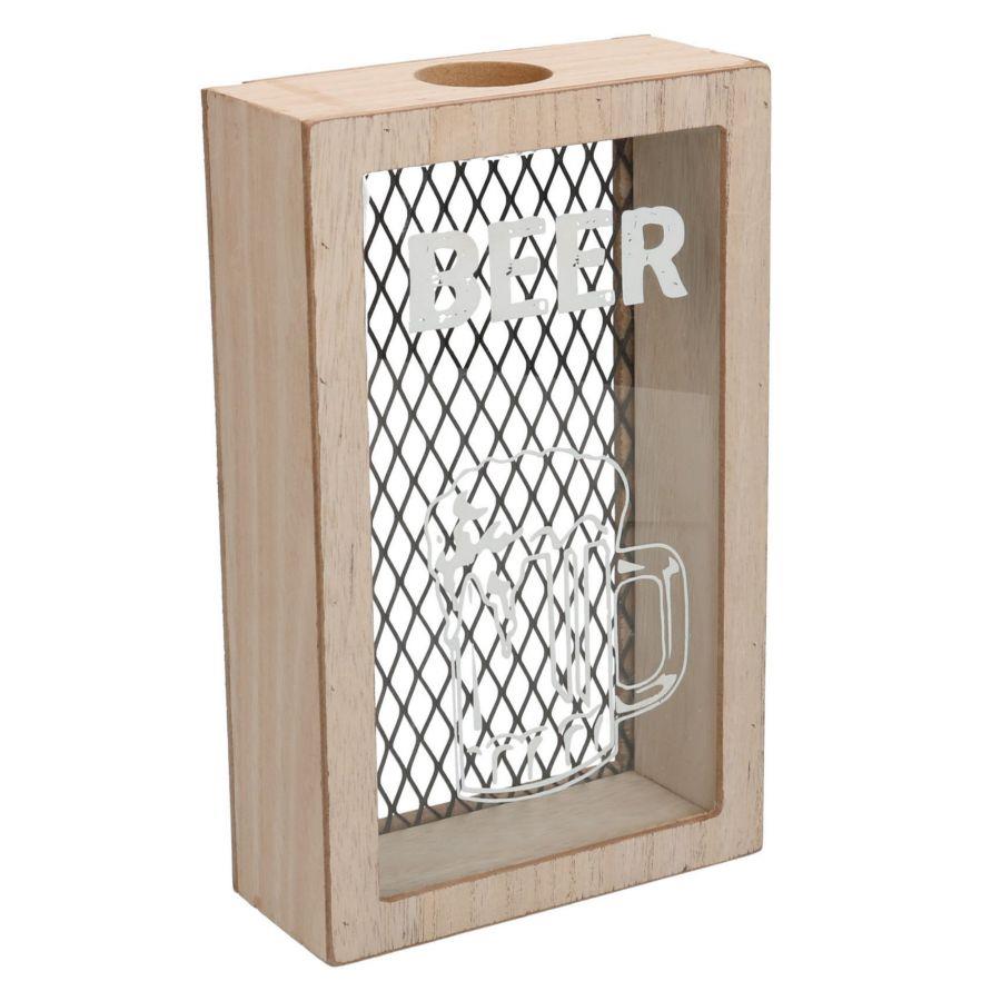 Portatappi in legno Estia con rete nera - 15x6,5x24 cm