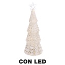 Albero LED Vetro con Stella Bianco 9,5x9,5x26 cm
