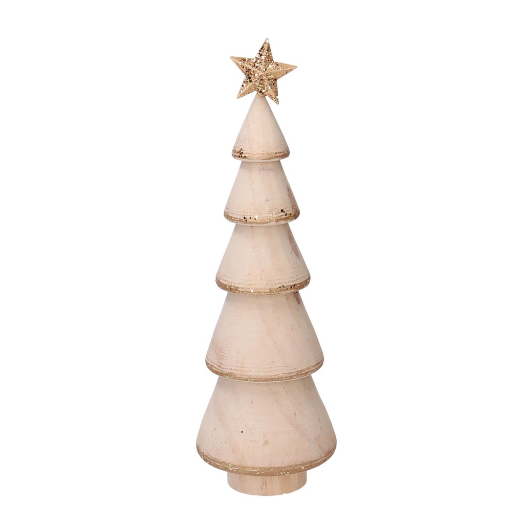 Albero in legno bianco e oro 7x7x22 cm