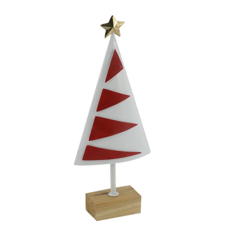 Albero metallo bianco rosso 15x6x34 cm