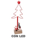 Albero Metallo LED con Babbo Natale Rosso 7x15x39 cm