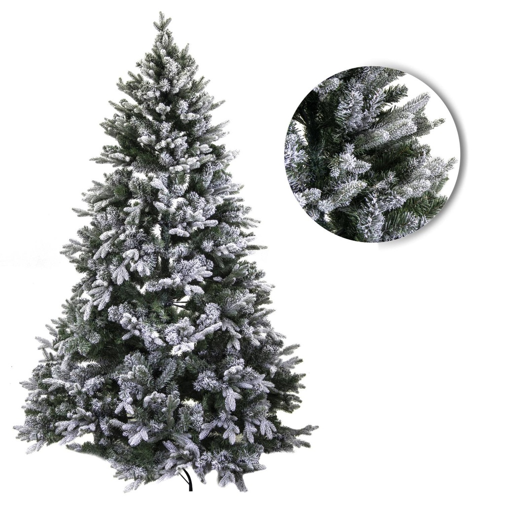 Albero Innevato Verde Monte Cristallo con 690 Rami - 108cm di Diametro e 150cm di Altezza
