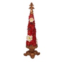 Albero in resina con fiori rossi 13x13x47,5 cm