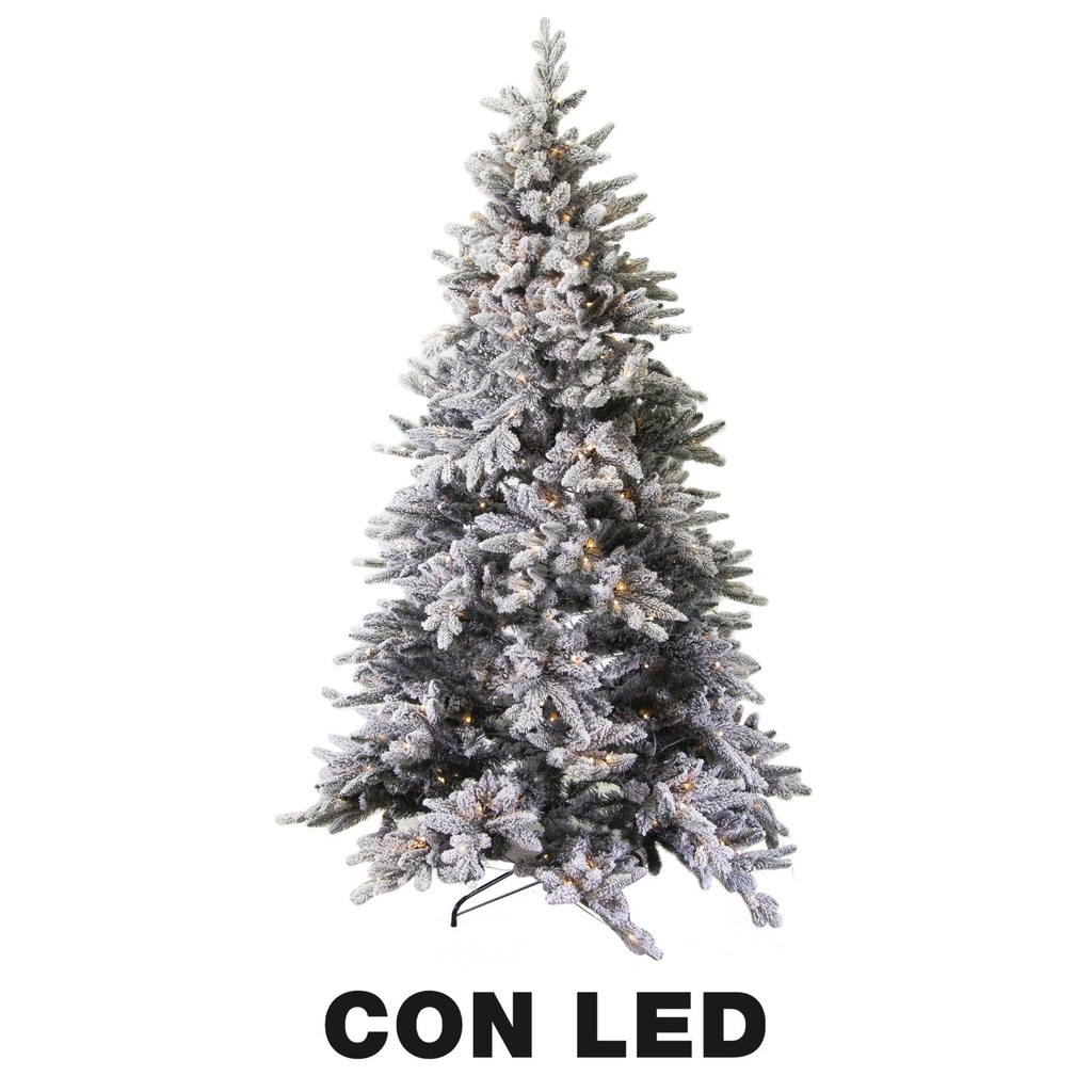 Albero innevato con 851 rami e 230 LED, verde, ø97h180 cm