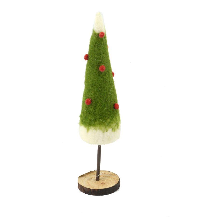 Albero tessuto verde con palline 8x8x35 cm