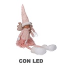 Lampada Angelo LED in tessuto rosa 13x10x52 cm